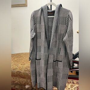 Belldini houndstooth long open front cardigan